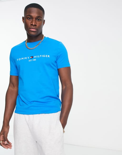 Danser Som hænge Tommy Hilfiger logo t-shirt in blue | ASOS