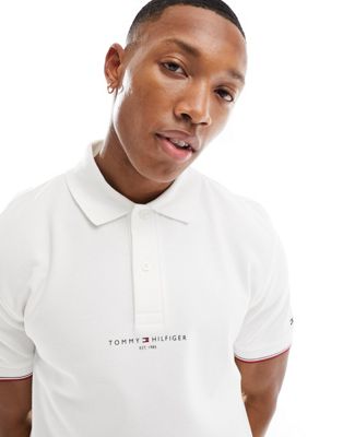 Tommy Hilfiger logo tipped regular polo in white