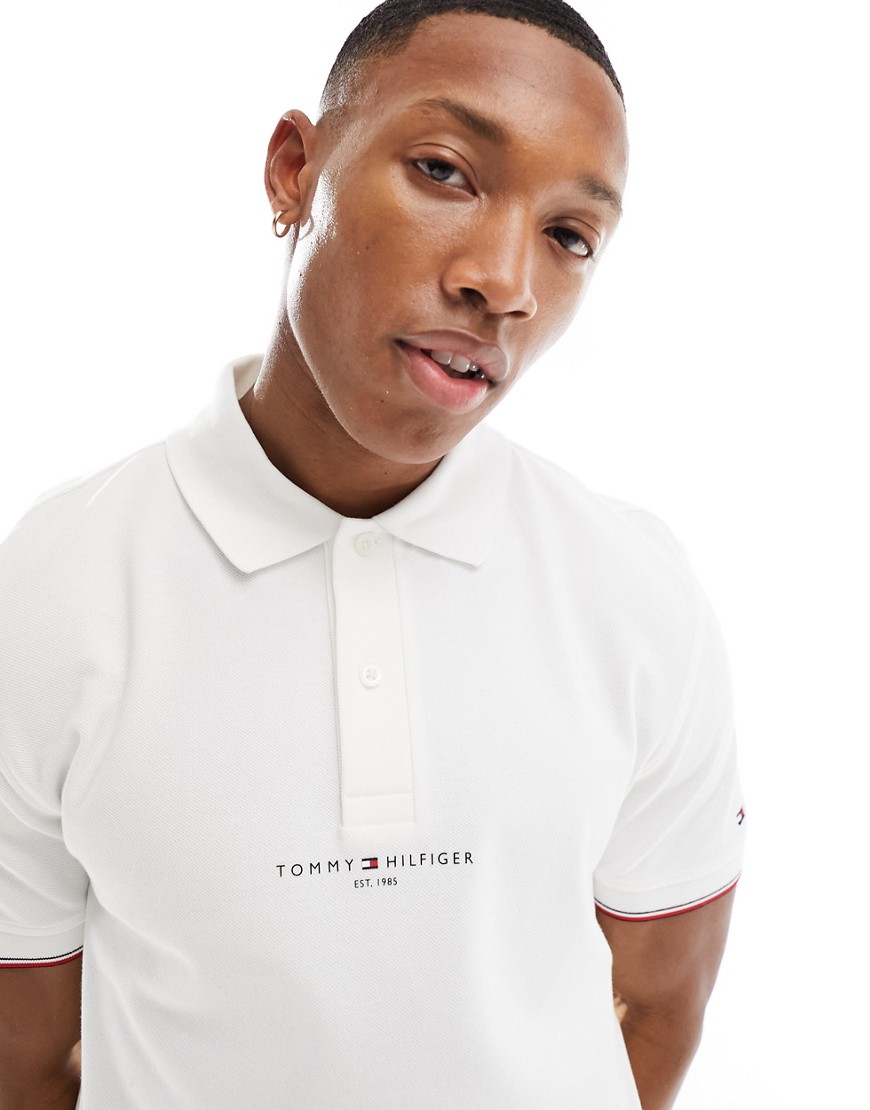 Tommy Hilfiger logo tipped regular polo in white