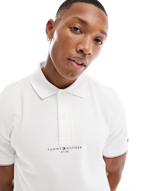 Tommy Hilfiger logo tipped regular polo in Sombrero
