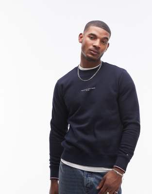 Tommy Hilfiger Logo Tipped Sweatshirt In Navy