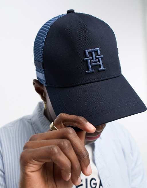 Tommy Hilfiger logo trucker cap in blue | ASOS