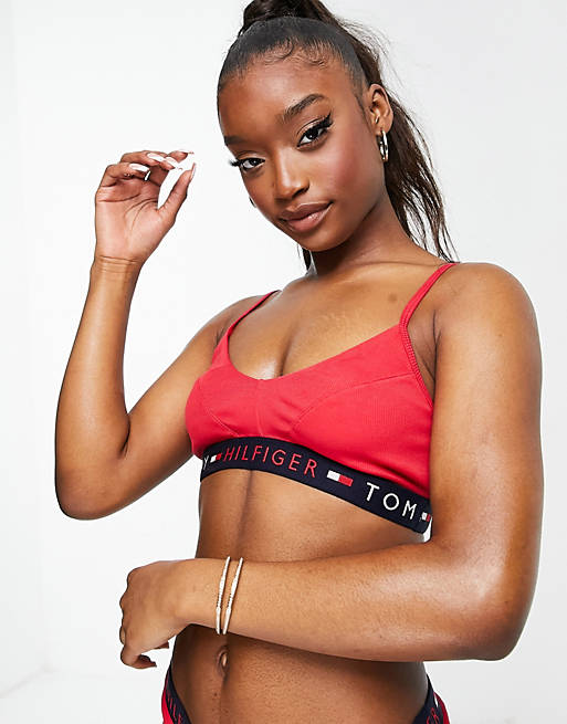 Tommy Hilfiger logo waistband bralette in tango red