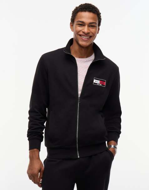 Tommy Hilfiger Logo zip-thru terry sweatshirt in black - view 1