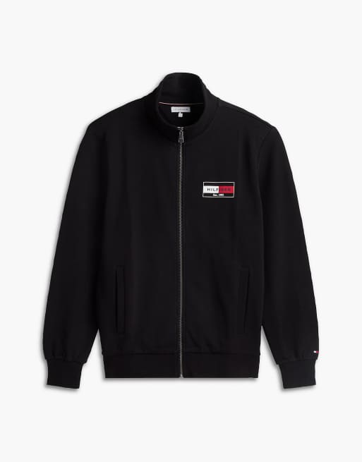 Tommy Hilfiger Logo zip-thru terry sweatshirt in black, 5 of 5