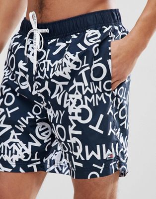 tommy hilfiger shorts with logo all over