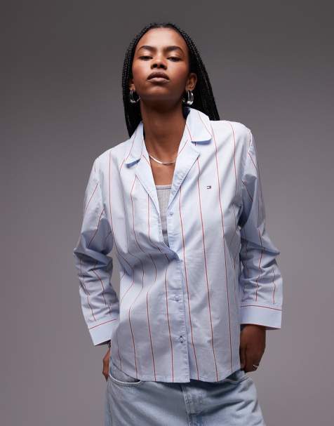 Tommy Hilfiger long sleeve poplin shirt in Multi - view 1