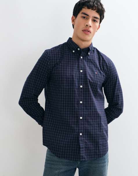 Tommy Hilfiger long sleeve poplin shirt in navy check - view 1