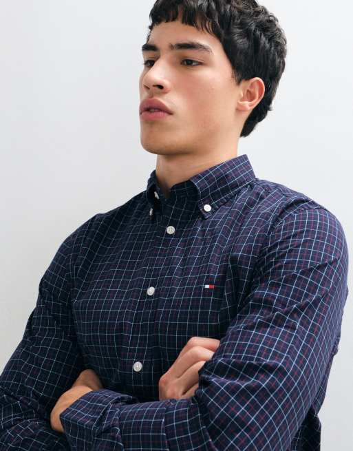 Tommy Hilfiger long sleeve poplin shirt in navy check, 2 of 9