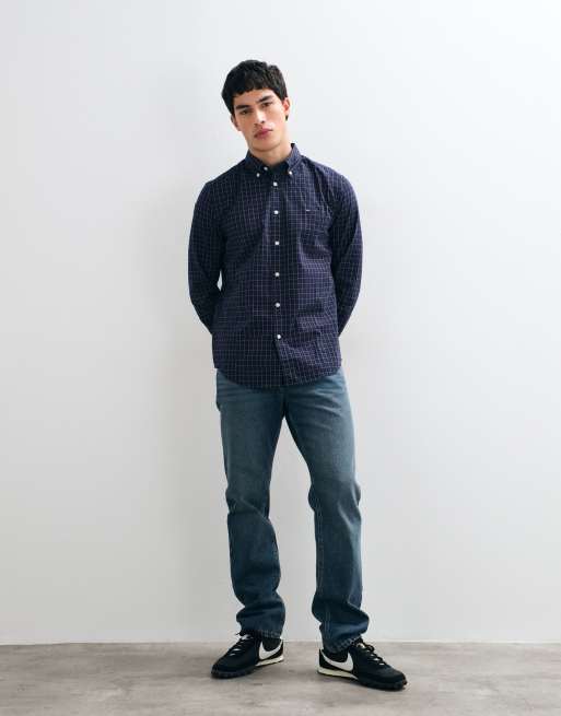 Tommy Hilfiger long sleeve poplin shirt in navy check, 3 of 9