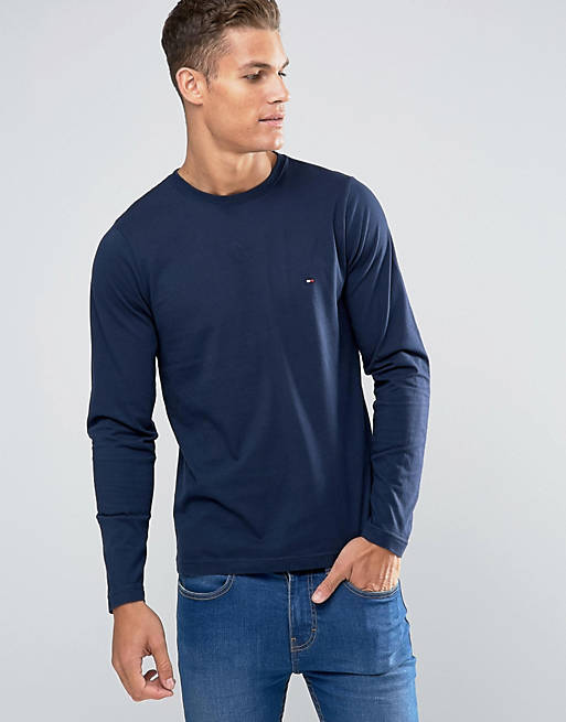 Tommy Hilfiger Long Sleeve Top With Flag Logo In Navy | ASOS
