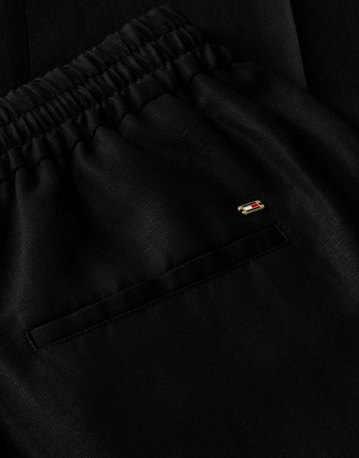 Tommy Hilfiger Loose straight trousers with linen in black, 6 of 6