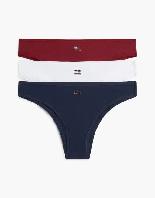 Tommy Hilfiger lot de 3 culottes brésiliennes avec drapeau en strass, coffret cadeau, multicolore, 1 de 7