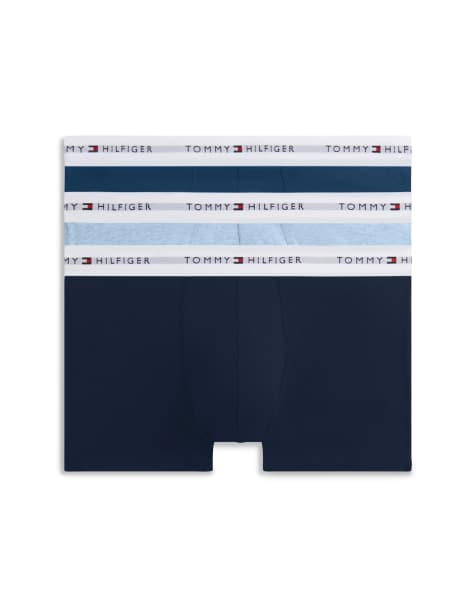 Tommy Hilfiger lot de 3 trunks en coton Signature, tons bleus - view 1