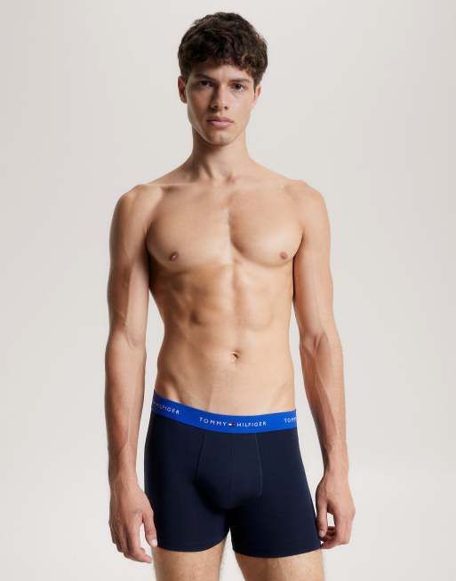 Tommy Hilfiger - Lot de 3 boxers à taille contrastante - Bleu marine/vert, 3 de 4