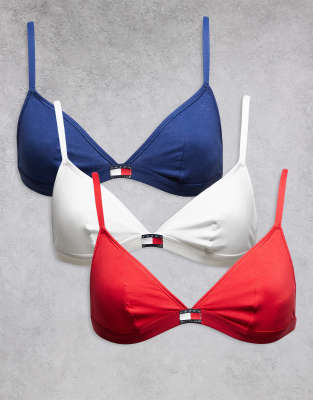 Tommy Hilfiger - Lot de 3 soutiens-gorge triangle - Blanc/rouge/bleu-Multicolore