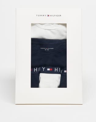 Tommy Hilfiger - Lot de 5 articles avec t-shirts et boxers - Bleu marine/blanc