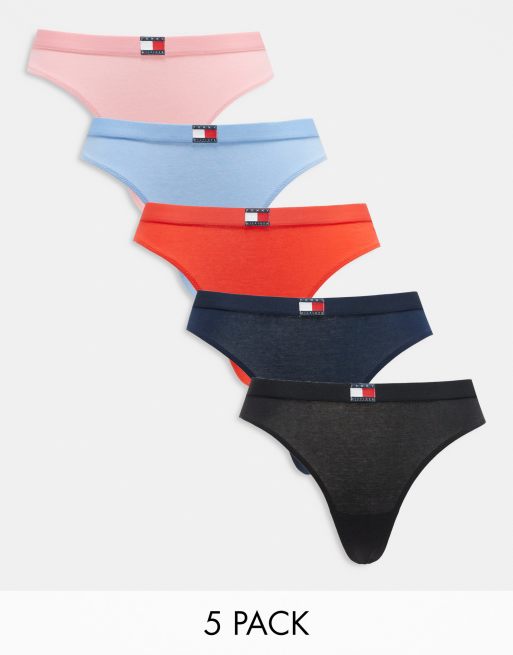 Tommy Hilfiger - Lot de 5 strings à logo traditionnel - Multicolore