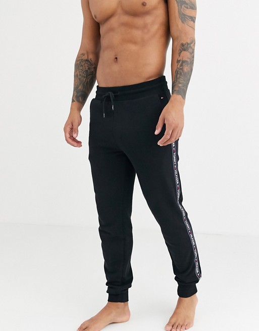 Tommy Hilfiger lounge cuffed pant in black with taping