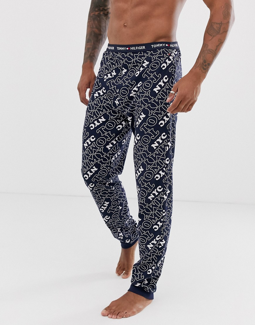Tommy Hilfiger lounge cuffed pant in navy with star print
