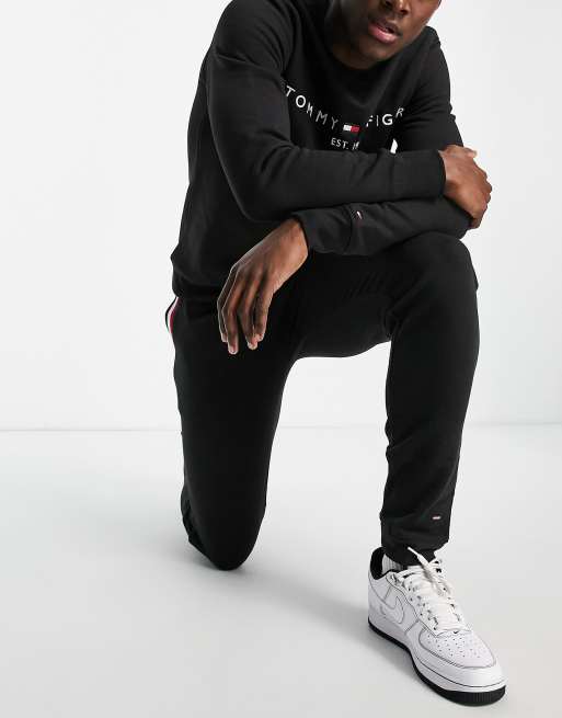 Tommy hilfiger lounge tapered joggers with flag logo in grey hotsell