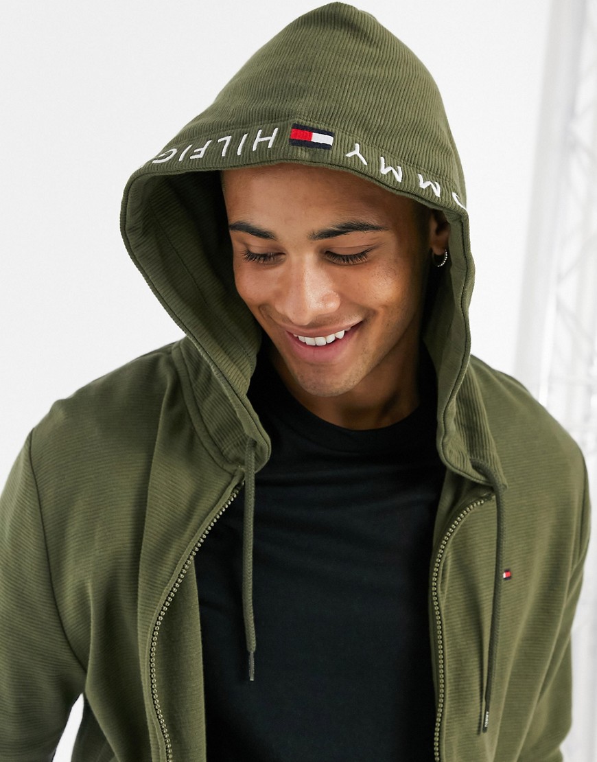 Tommy Hilfiger lounge hoodie in olive with logo-Green