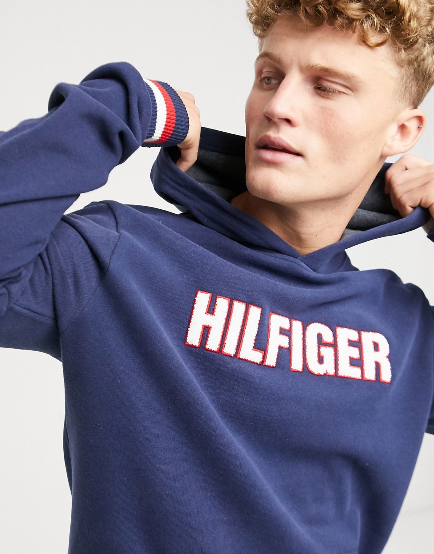 Tommy Hilfiger lounge hoodie with chest logo-Navy