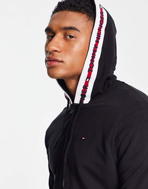 Tommy Hilfiger Mens Lounge Zip Hoodie Black Tommy Hilfiger Mens Lounge Zip Hoodie Black