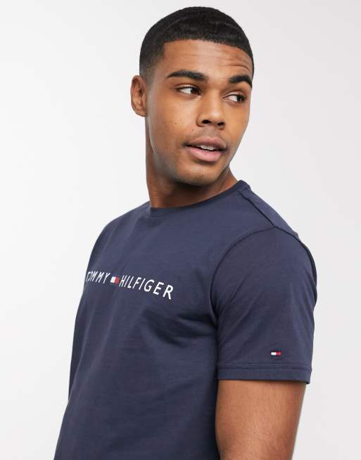 Tommy Hilfiger lounge icon flag logo t shirt in navy ASOS