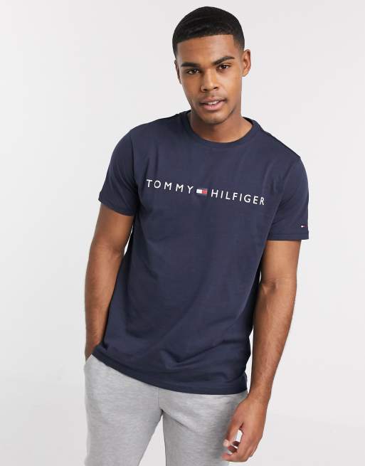 Tommy Hilfiger lounge icon flag logo t shirt in navy ASOS