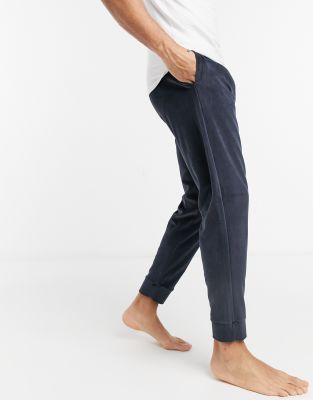 Tommy Hilfiger – Lounge-Jogginghose in Marineblau aus Velours mit Logo-Bund