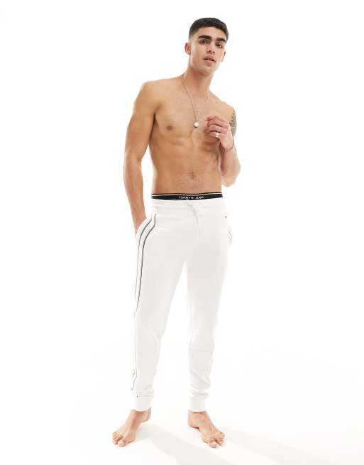 Tommy Hilfiger – Lounge-Jogginghose in Weiß mit Streifendetail