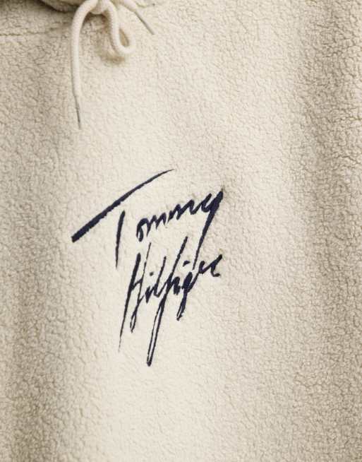 Tommy hilfiger lounge sweatshirt in cream with script 2024 logo