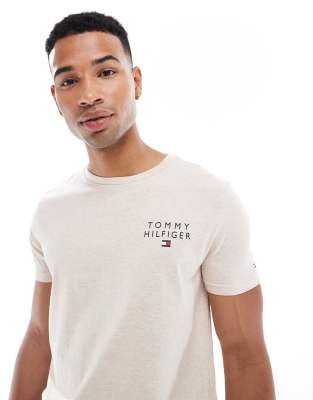 Tommy Hilfiger Tommy Hilfiger lounge logo t-shirt in oatmeal-Neutral