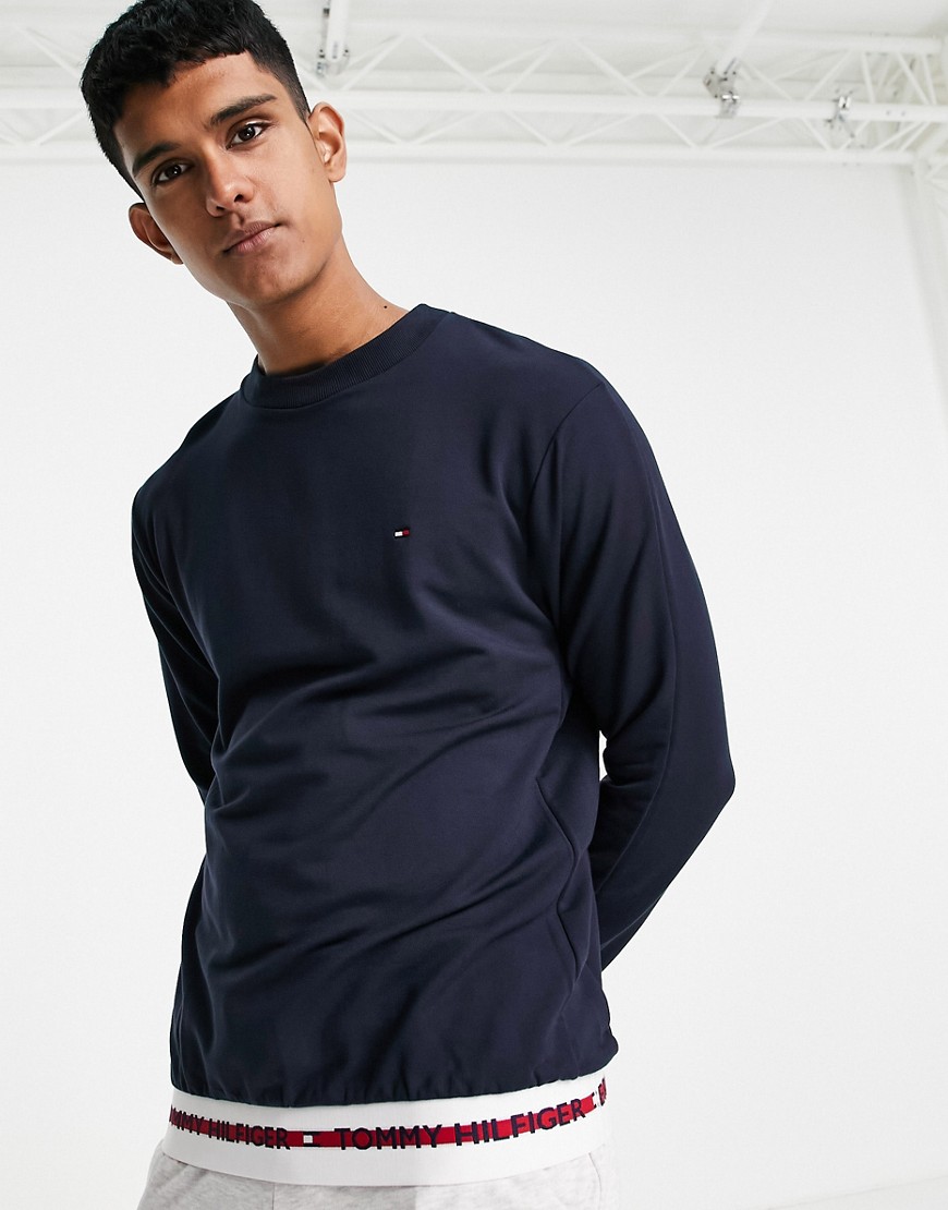 Tommy Hilfiger lounge long sleeve T-shirt with logo taping in navy