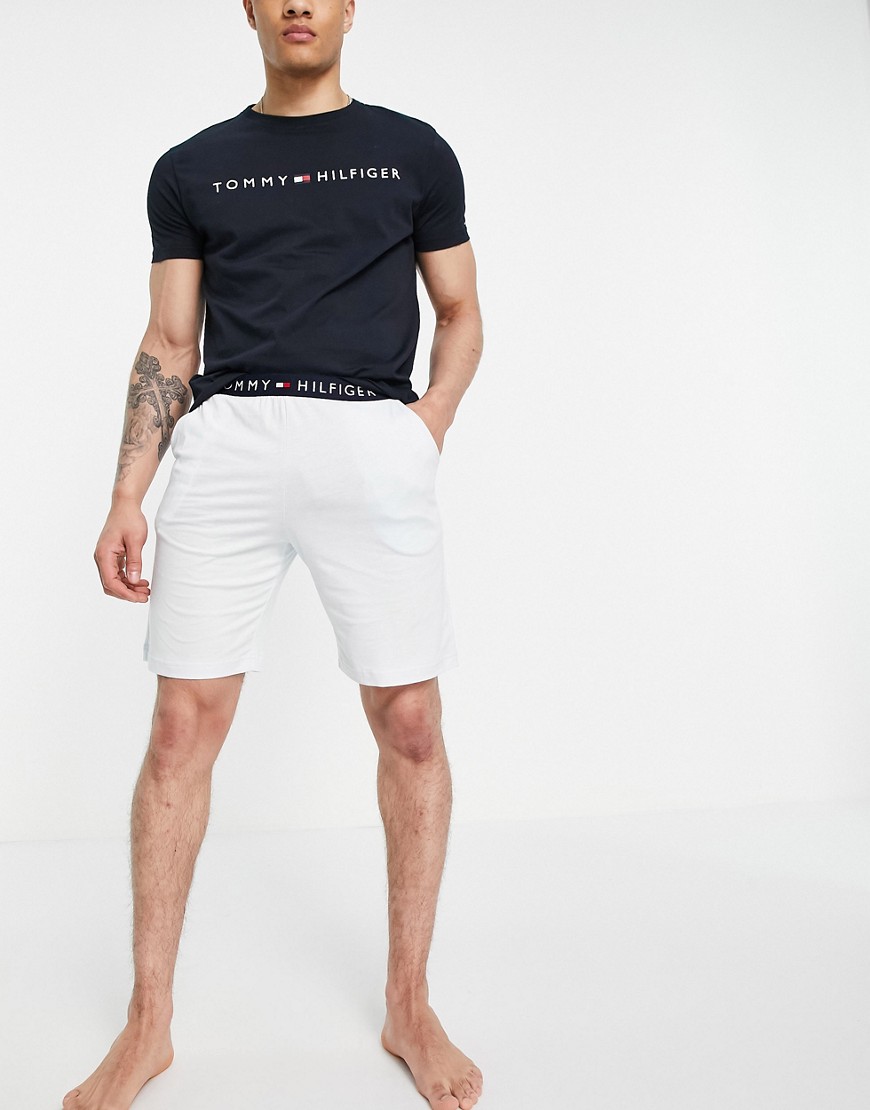 Tommy Hilfiger lounge set t-shirt and short with chest logo in blue-Navy
