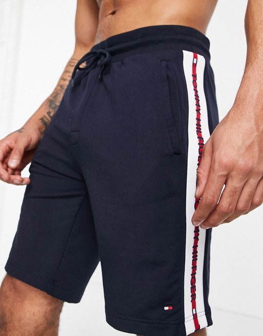 Tommy Hilfiger lounge shorts with side logo taping in navy