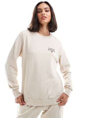 Tommy Hilfiger - Lounge-Sweatshirt in Beige meliert mit Logo-Neutral