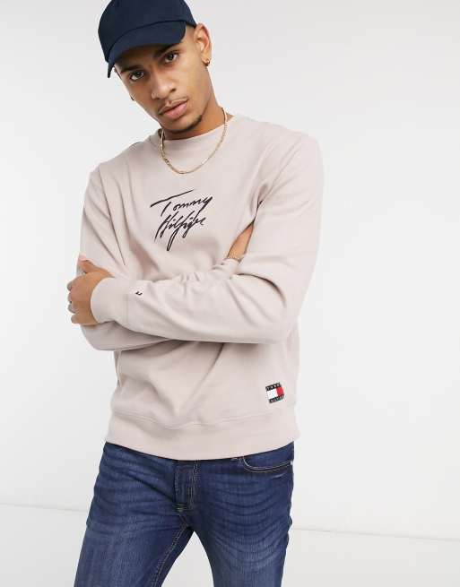 Tommy Hilfiger lounge sweatshirt in cream with script logo