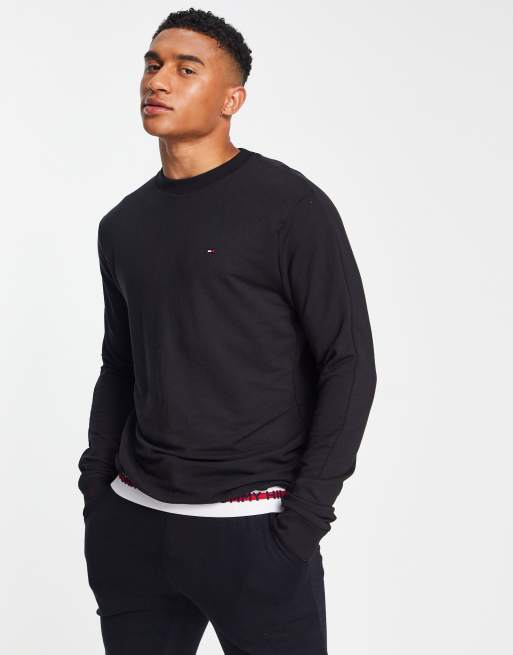 Tommy Hilfiger lounge sweatshirt with hem logo in black ASOS