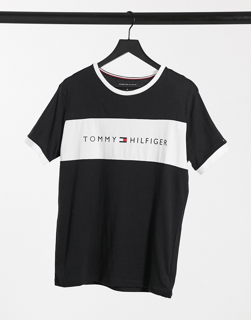 Tommy Hilfiger lounge t-shirt in black with chest panel logo