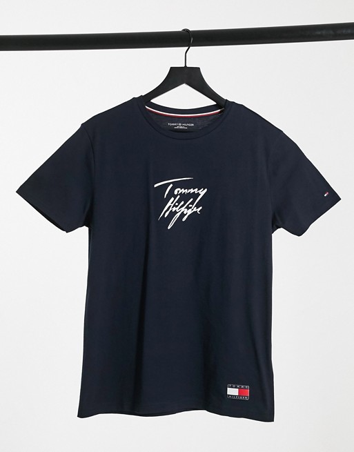 Tommy Hilfiger lounge t-shirt in navy with gold script logo