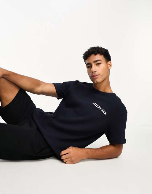 Tommy Hilfiger - Lounge t-shirt met logo in donkerblauw