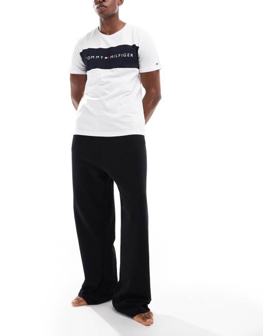 Tommy Hilfiger - Lounge T-shirt met streep met logo in wit, 4 van 4
