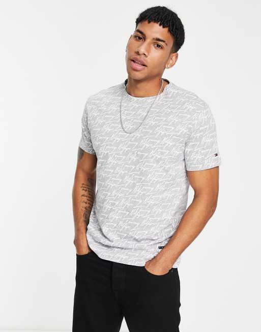 Tommy Hilfiger lounge t-shirt with all over logo in gray | ASOS