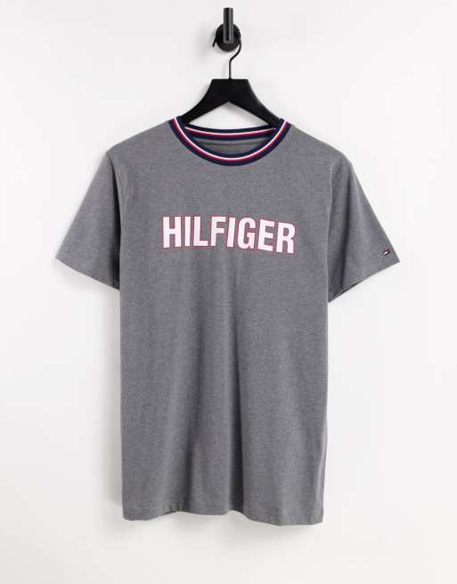 Tommy Hilfiger lounge t-shirt with chest logo and neck tipping in gray