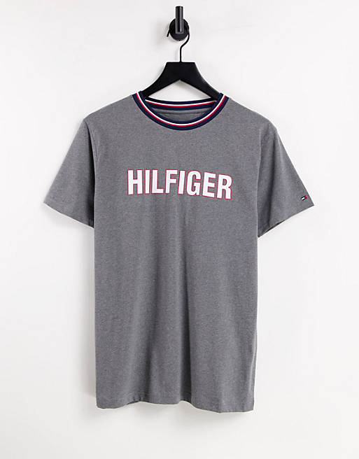 Tommy Hilfiger lounge t-shirt with chest logo and neck tipping in grey