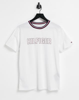 Tommy Hilfiger lounge t-shirt with chest logo and neck trim in white