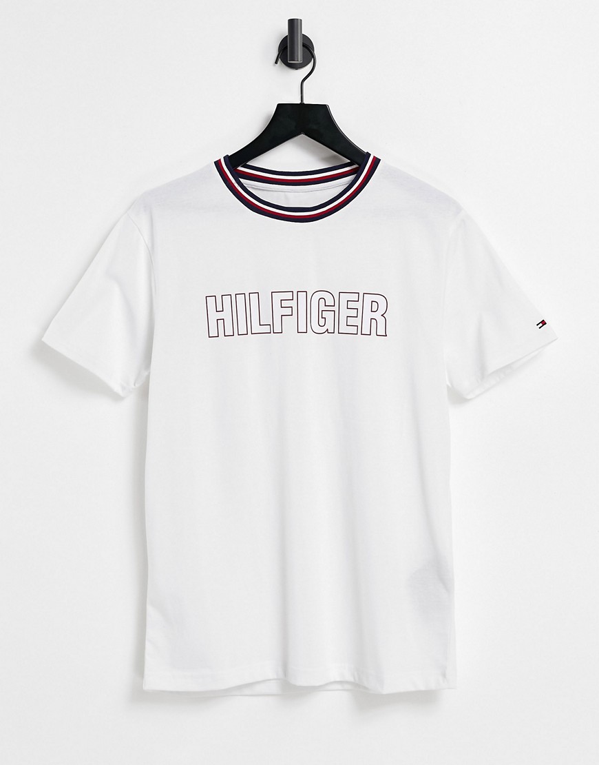 Tommy Hilfiger lounge t-shirt with chest logo and neck trim in white