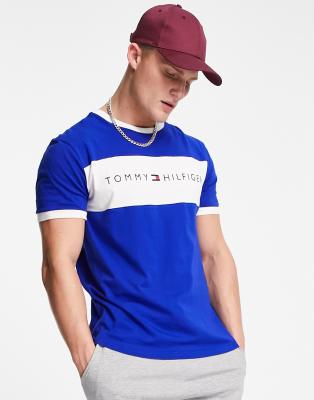 Tommy Hilfiger lounge t-shirt with chest panel logo in blue